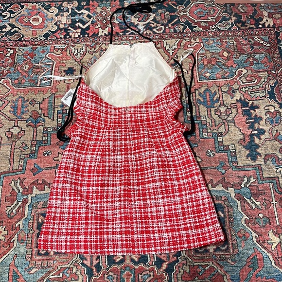 NWT self-portrait Boucle Cut Out Mini Dress in Red size US 6/ UK 10 - Picture 8 of 9